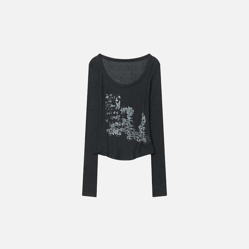 T-shirt à manches longues pour femme à imprimé abstrait