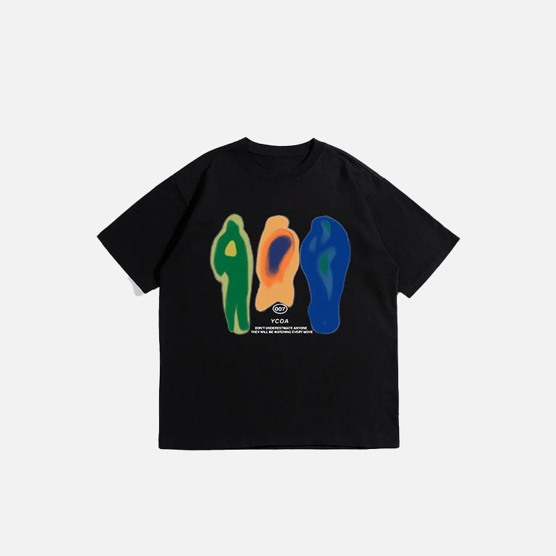 T-shirt à motif abstrait de silhouette et de carte thermique