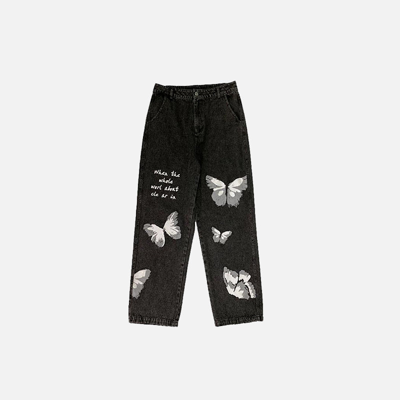 Y2K-Jeans mit Schmetterlingsmuster, locker geschnitten
