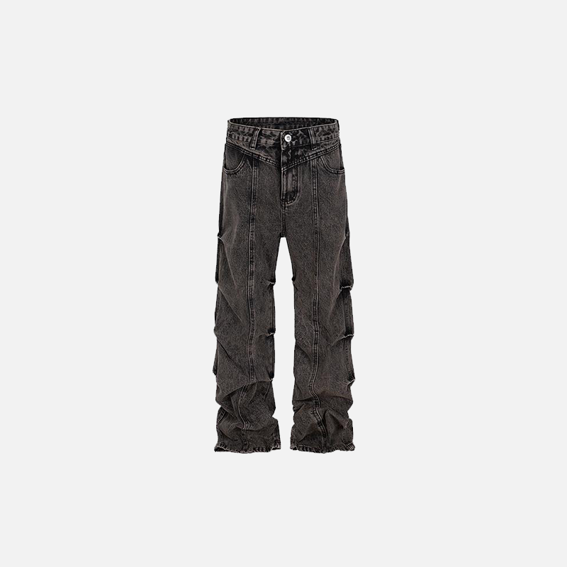 Locker geschnittene, plissierte Jeans mit geradem Schnitt