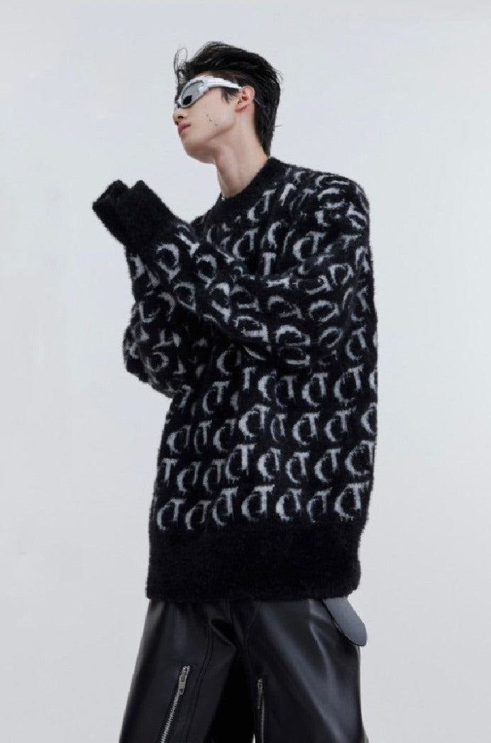 Strickpullover mit Allover-Logo