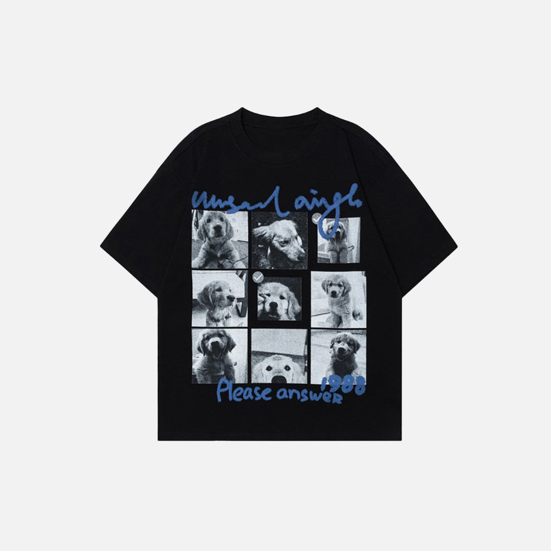 Trendiges, lockeres Kurzarm-T-Shirt mit Hundeprint