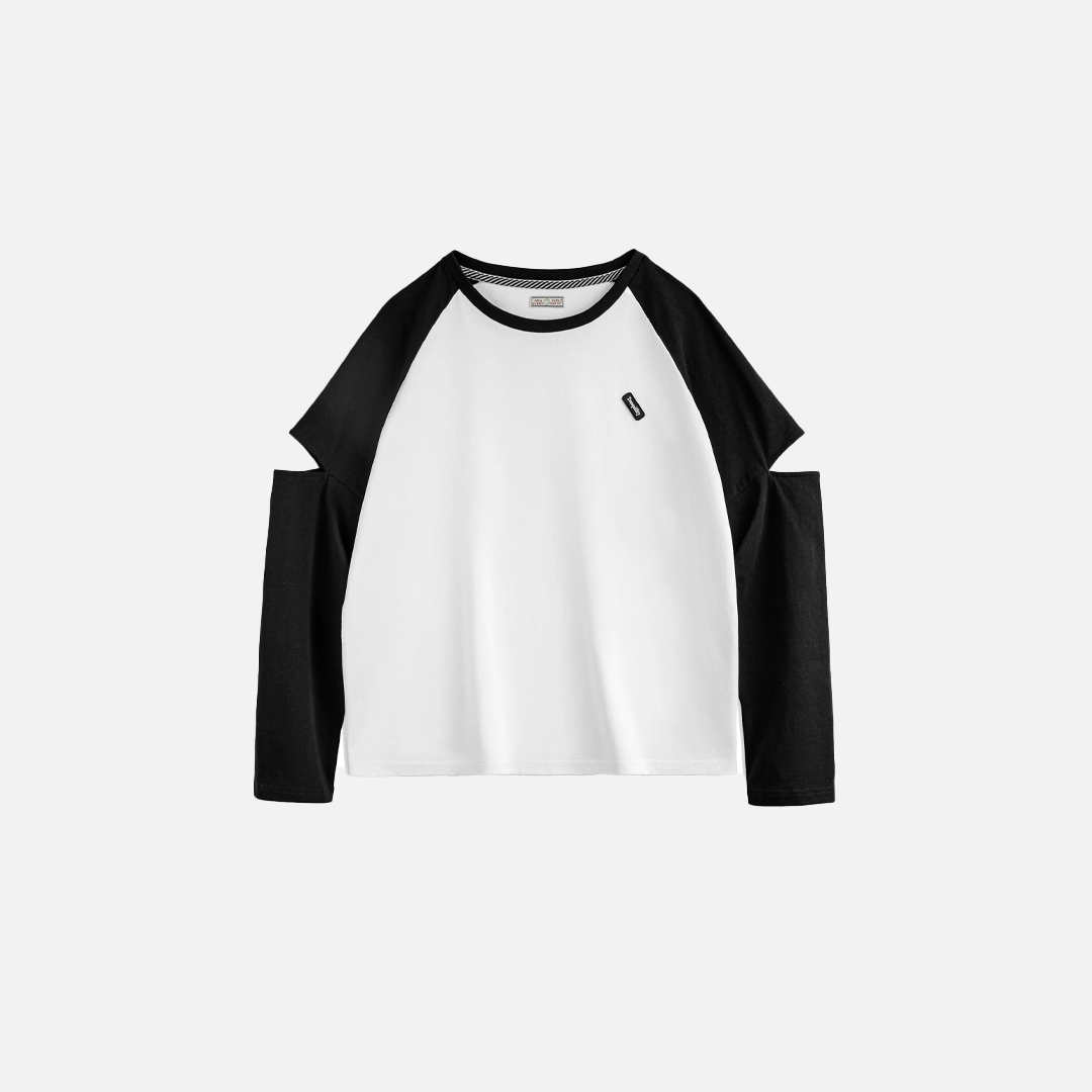 T-shirt à manches longues rétro contrasté