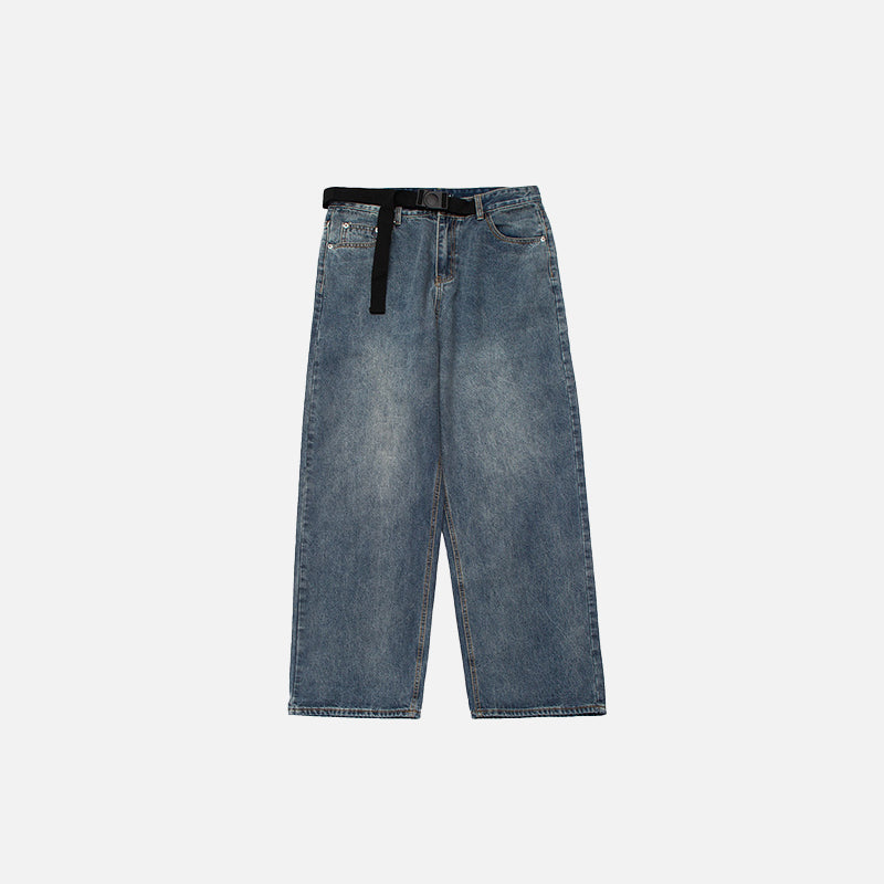 Baggy-Gürtel-Jeans mit mittelhohem Bund