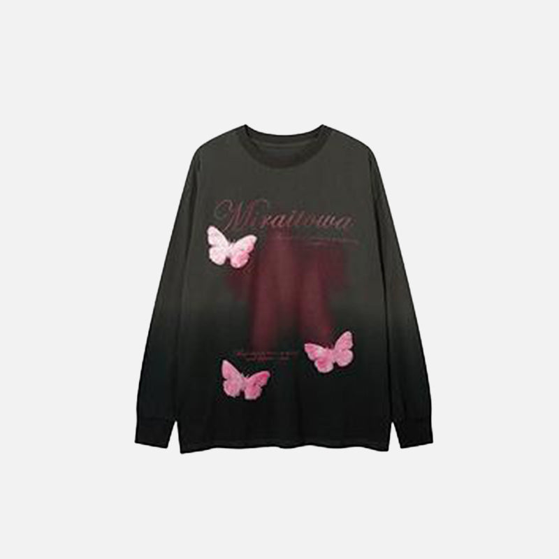 Oversize-Sweatshirt mit Schmetterlingsmotiv und Buchstaben