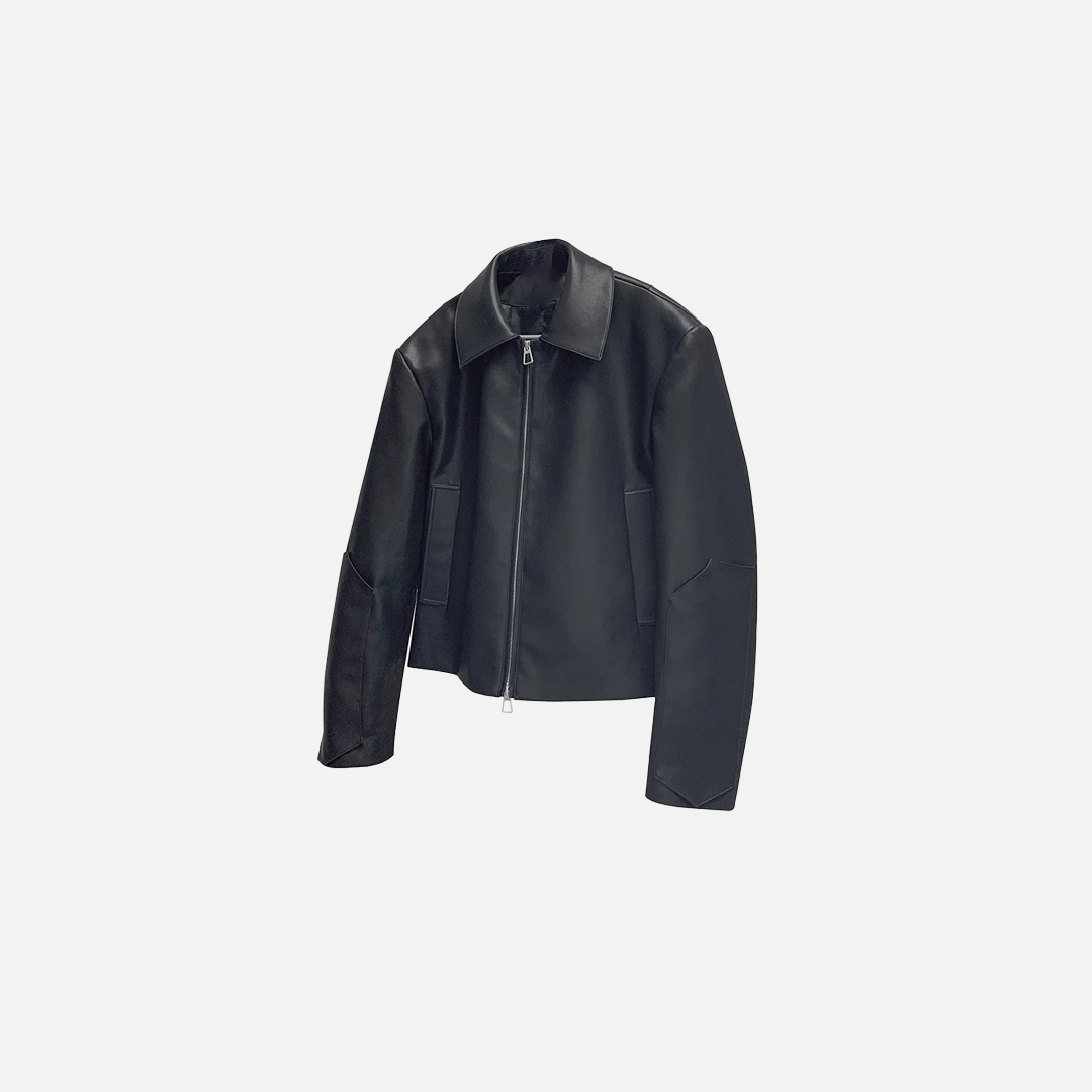 Veste légère en cuir PU noir