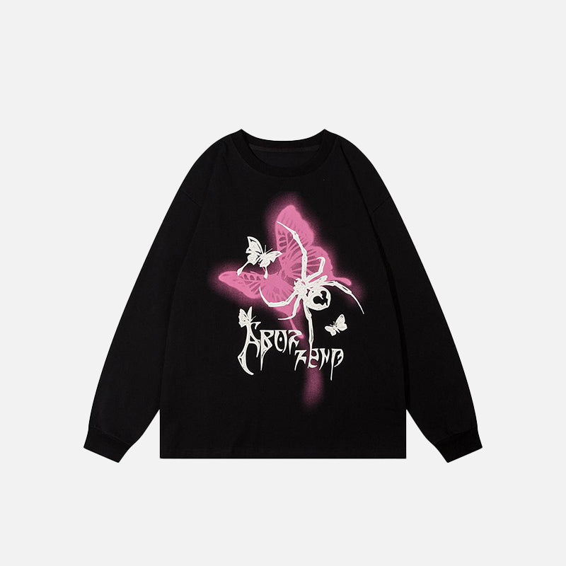 Sweat-shirt à motif papillon et araignée