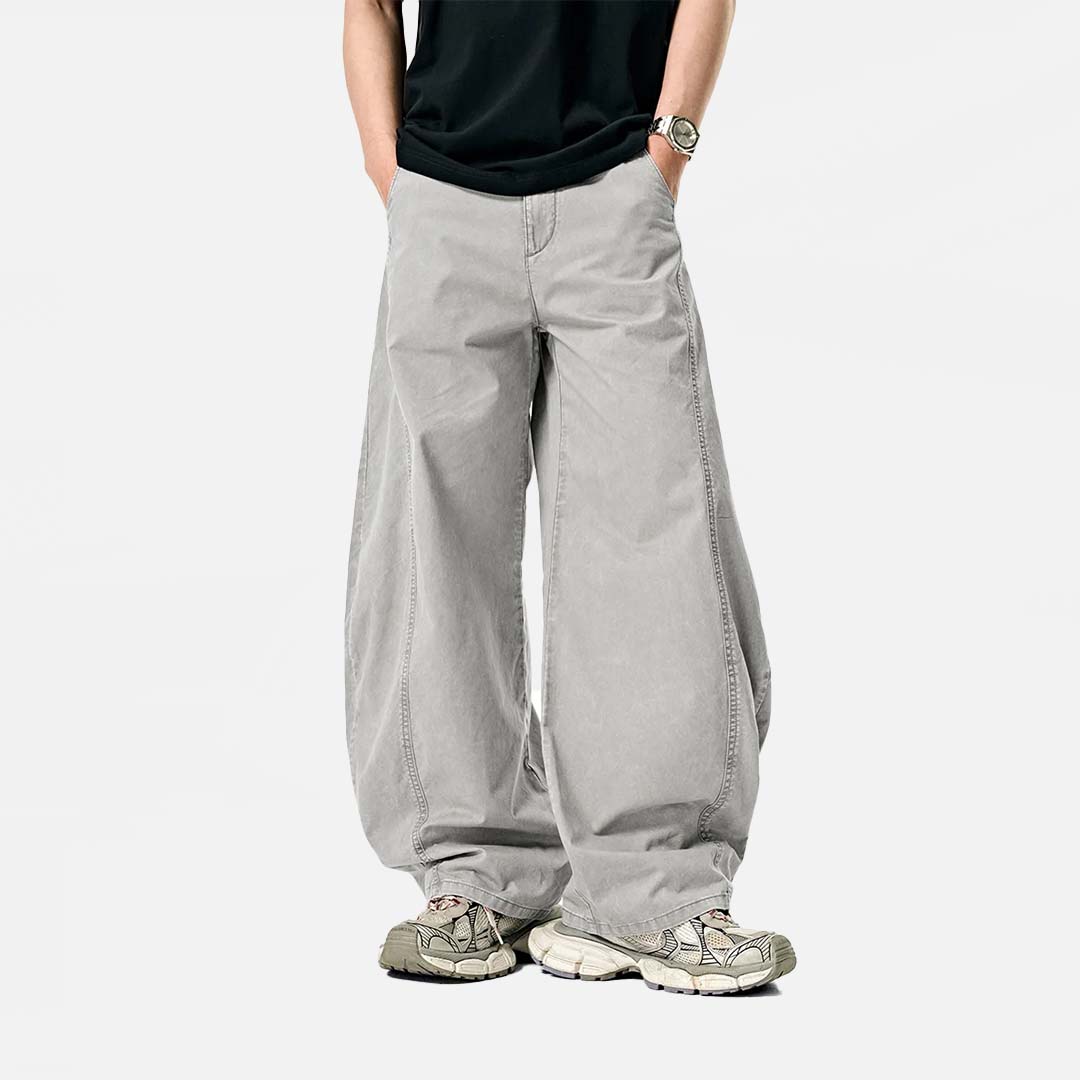 Verwaschene Baggy-Jeans mit mittelhohem Bund
