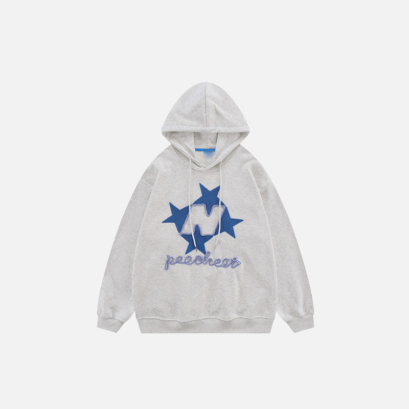 Y2K-Sternenbuchstaben-bestickter Hoodie