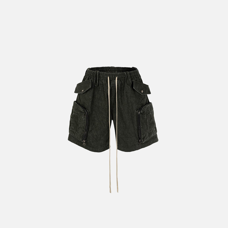 Short en jean délavé à grandes poches