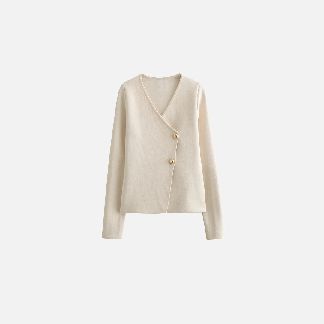 Elegante elfenbeinfarbene Strickjacke für Damen