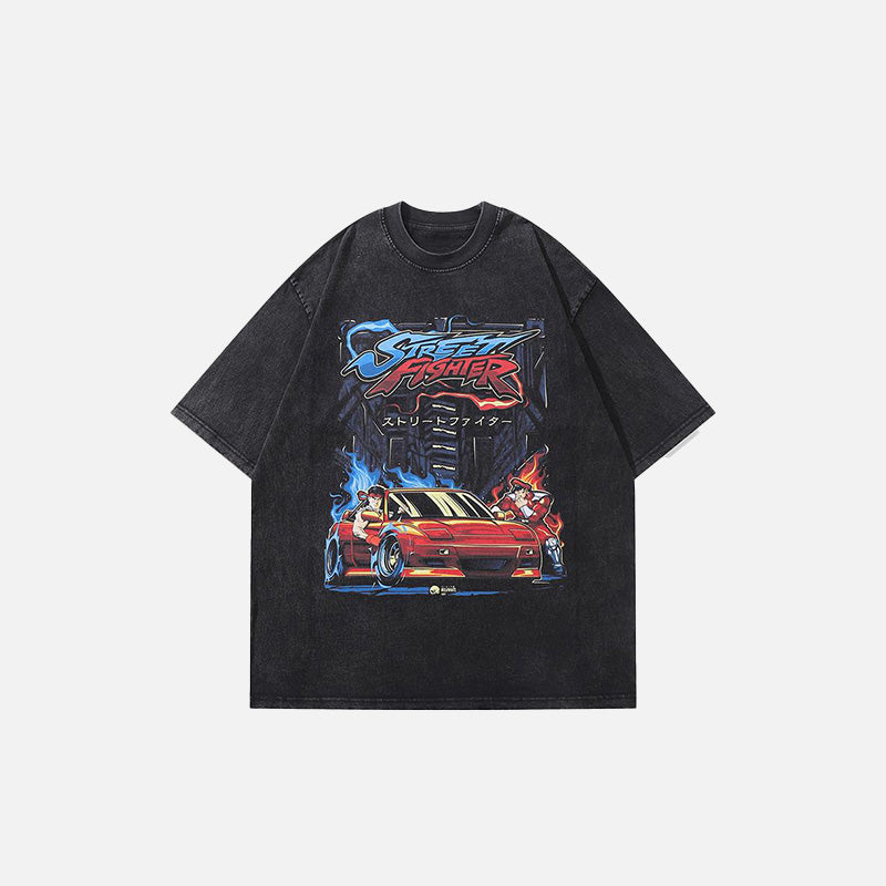 Street Fighter Car Print T-shirt