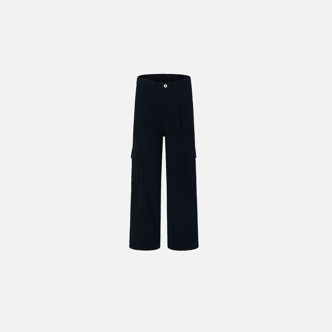 Pantalon cargo noir chic à jambes larges