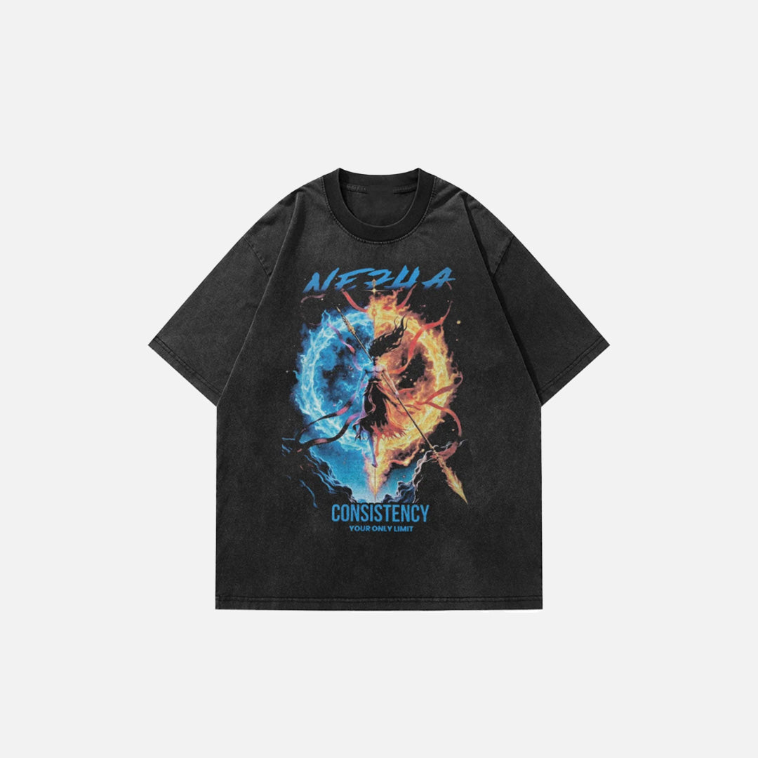 T-shirt oversize vintage style anime délavé