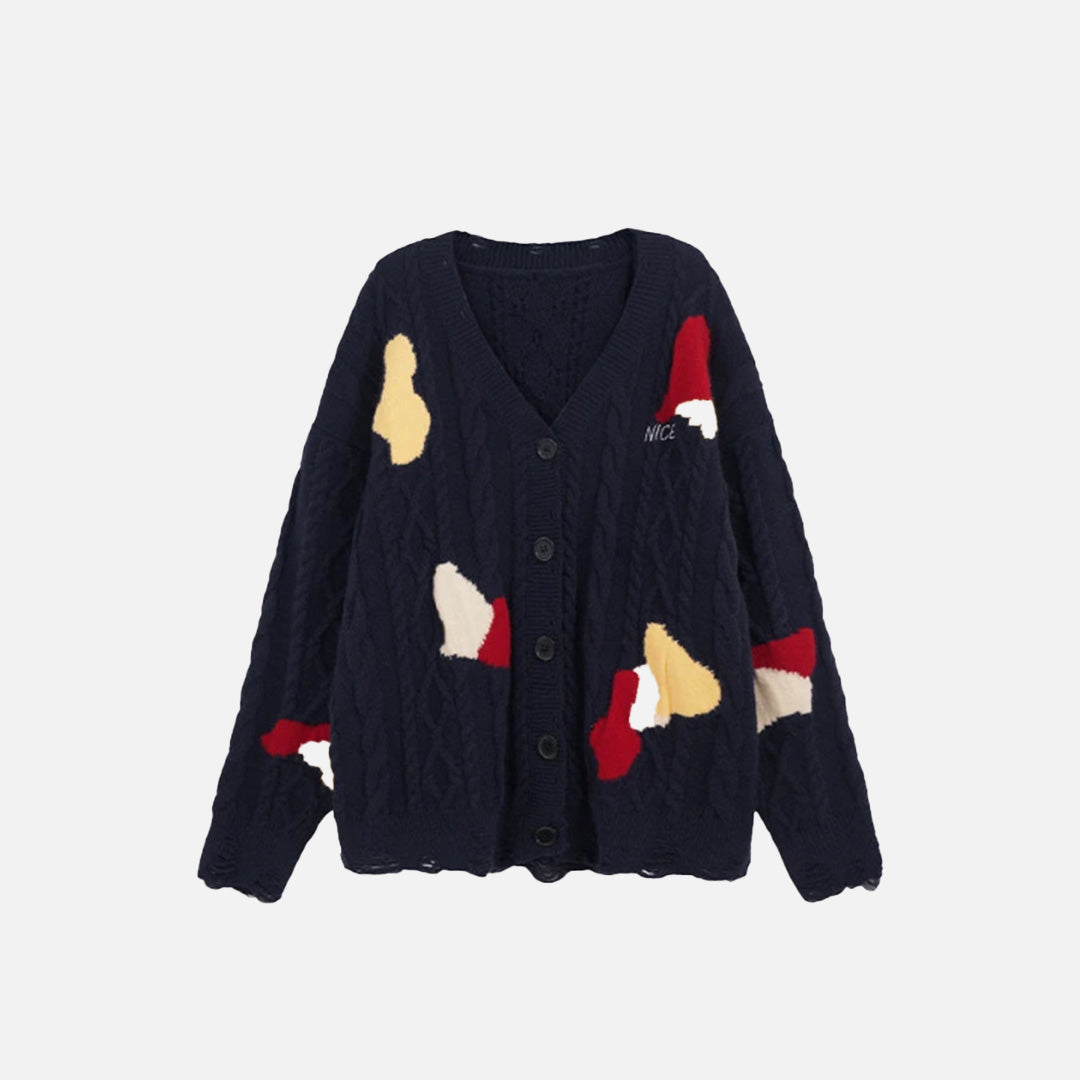 Abstrakter Patchwork-Zopfstrickpullover