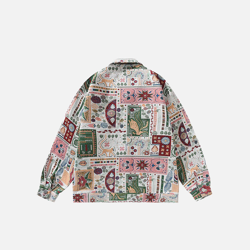 Chemise vintage rétro à imprimé floral ethnique