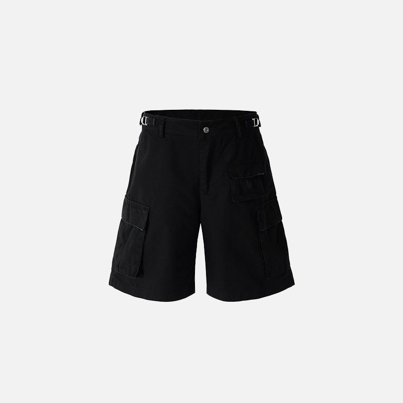 Handpolierte schwarze Jeansshorts mit Gürtel