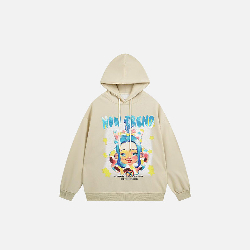 Hoodie mit Cartoon-Mädchen-Stern-Grafik
