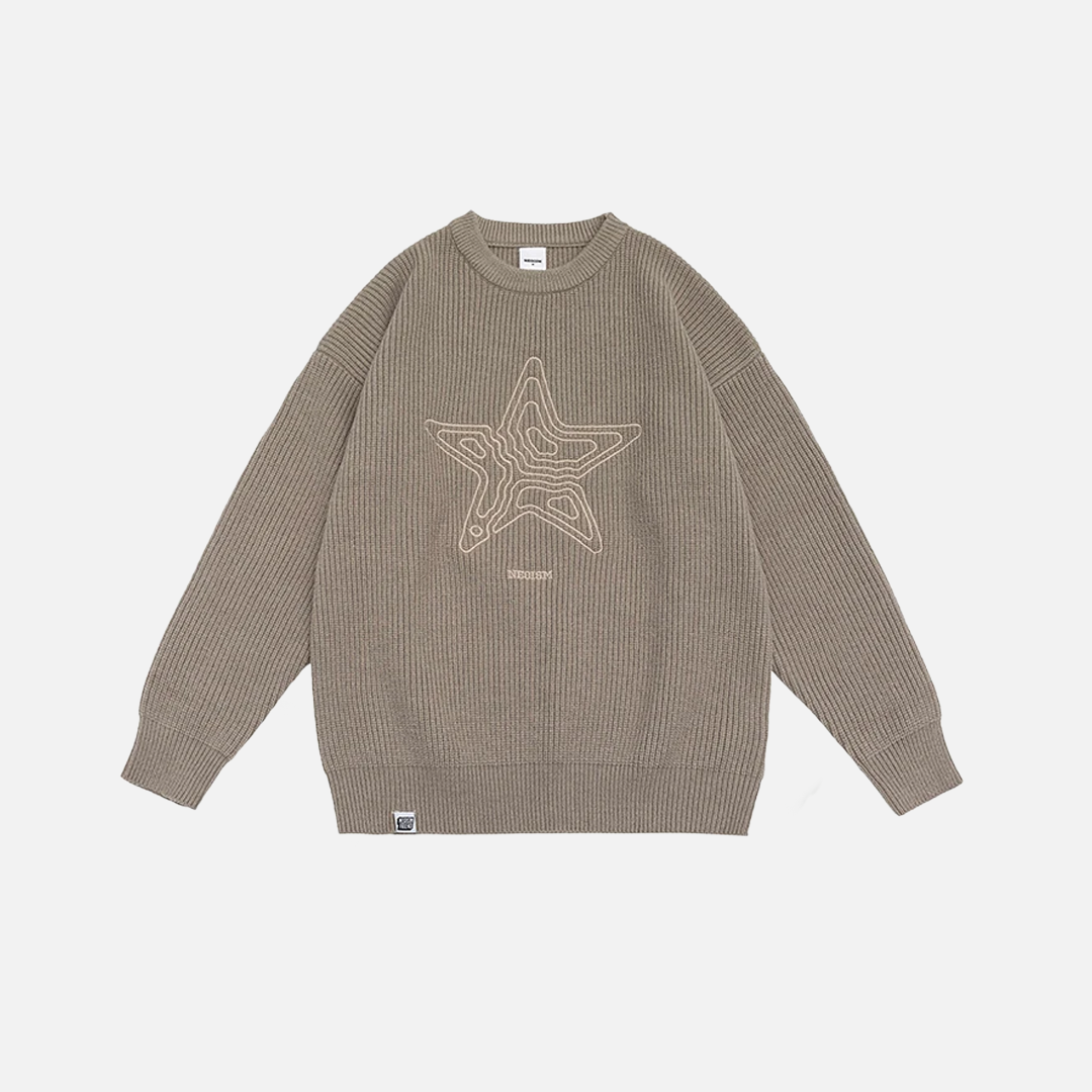 Oversize-Pullover mit Sternenstickerei