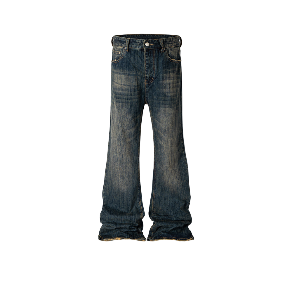 Slub Textured Washed Jeans