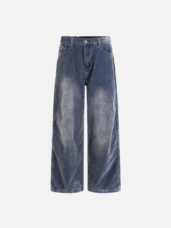 Retro-Cordhose, lässig, gewaschen, weites Bein