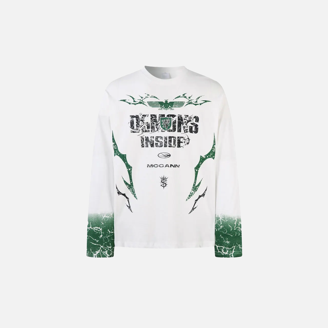 Strapazierfähiges Langarm-T-Shirt mit Grunge-Grafikdruck