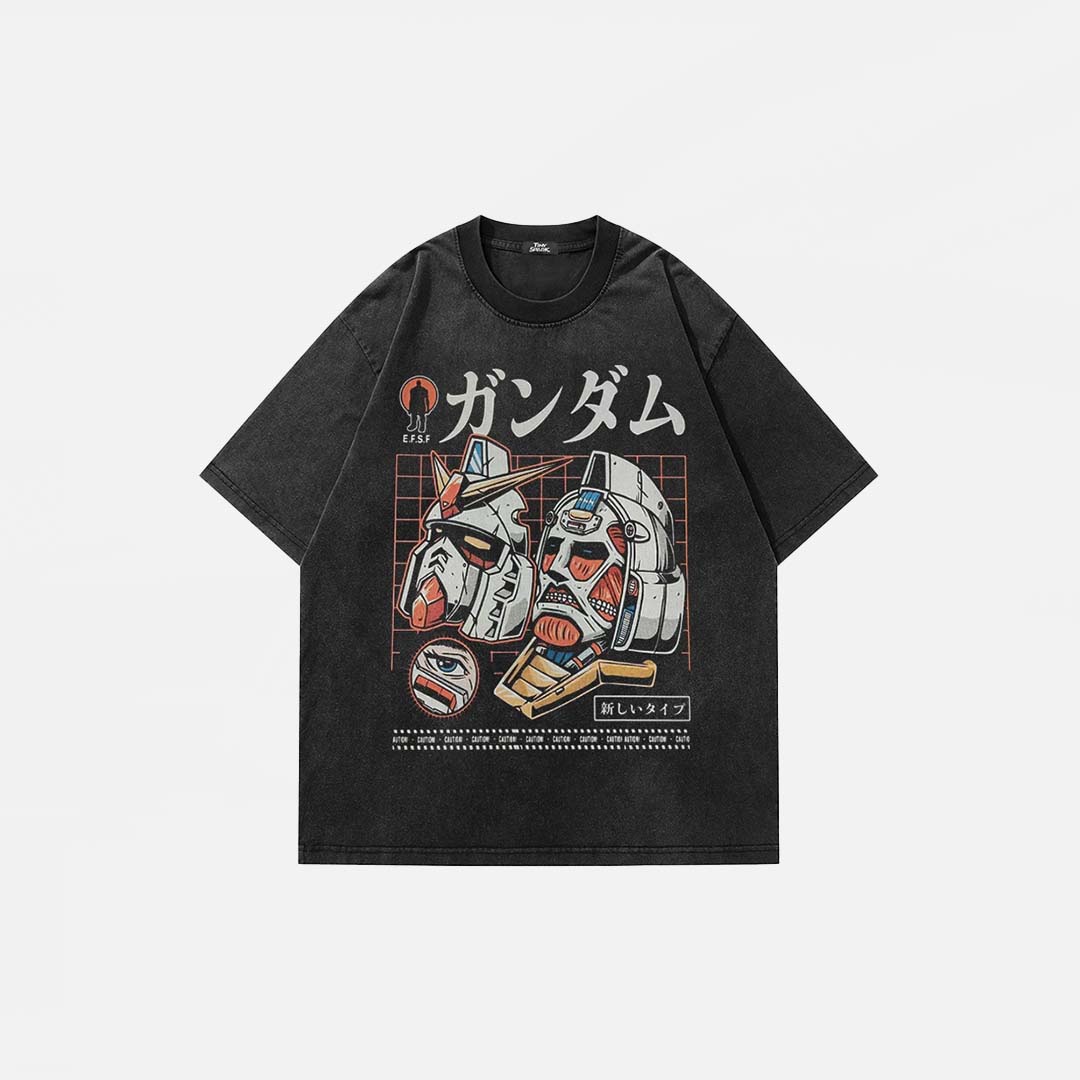 Anime-Grafik-Roboter-T-Shirt
