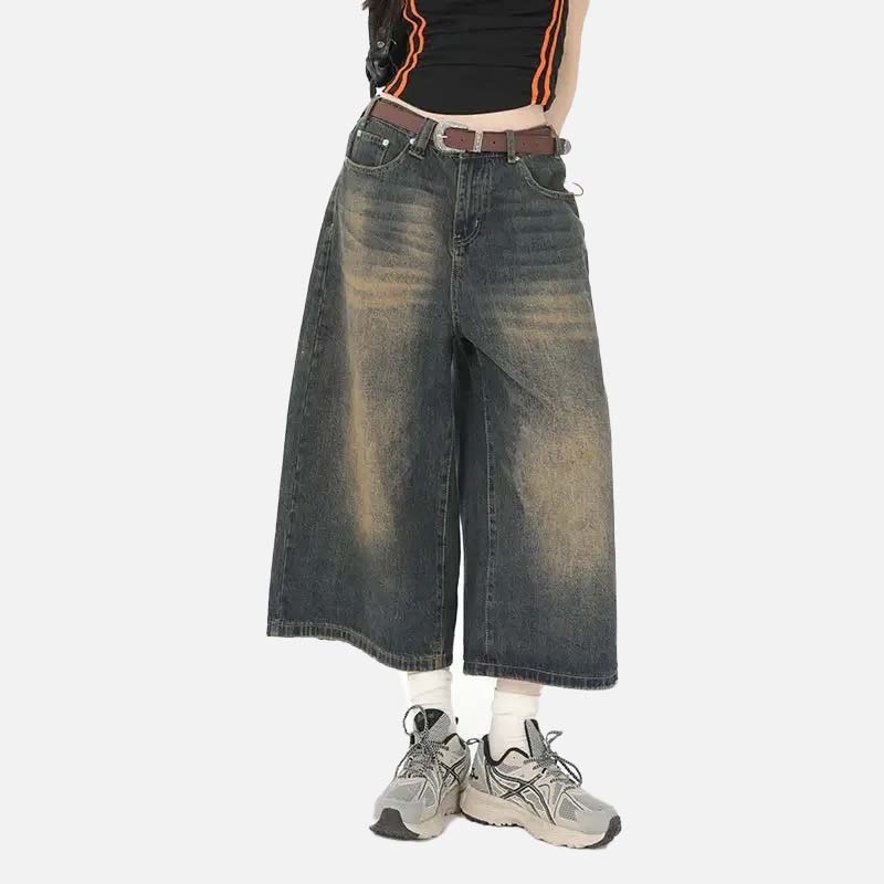 Short en jean ample délavé vintage