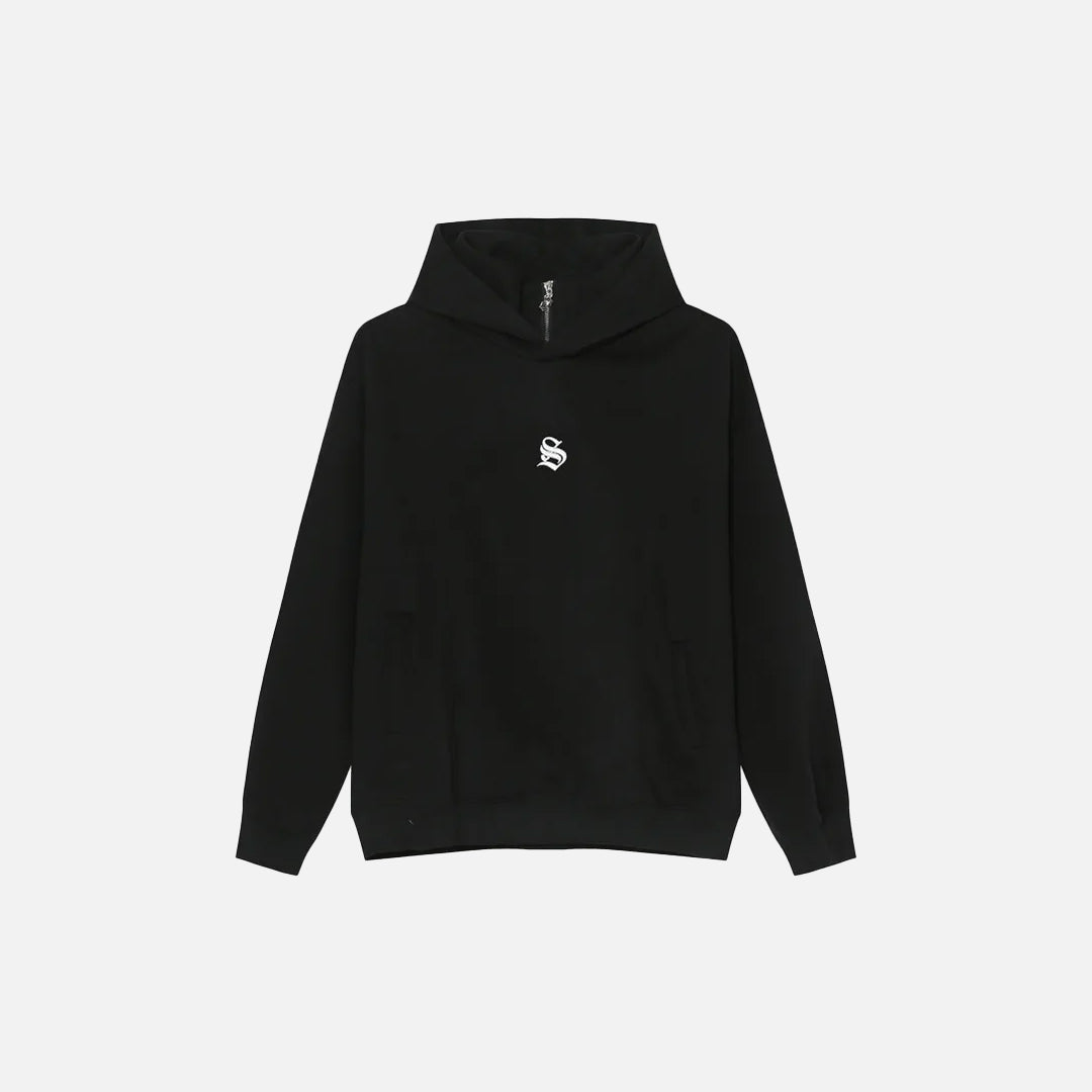 Sweat à capuche brodé couleur unie