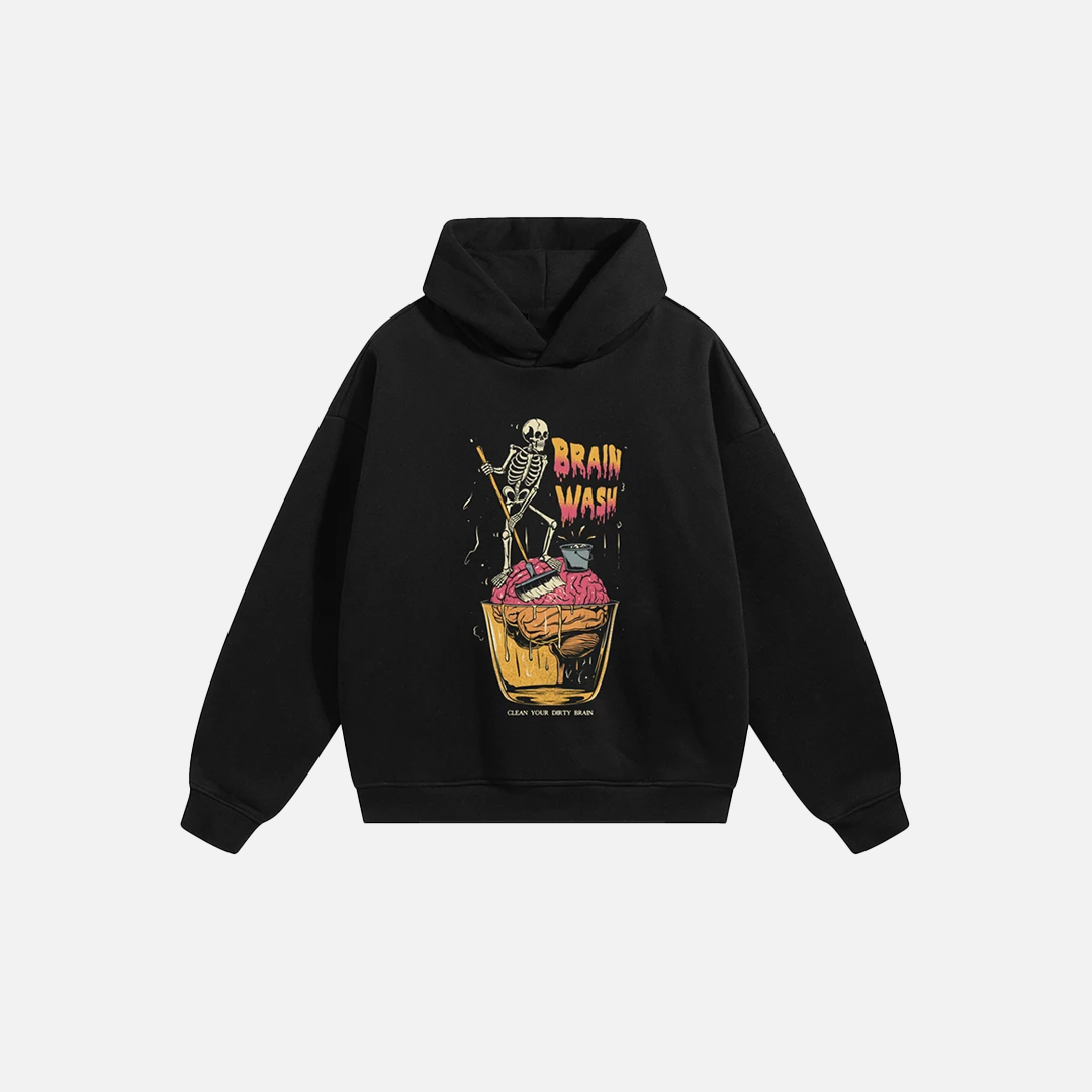 Lustiger Hoodie mit Gehirnwäsche-Motiv aus Baumwolle