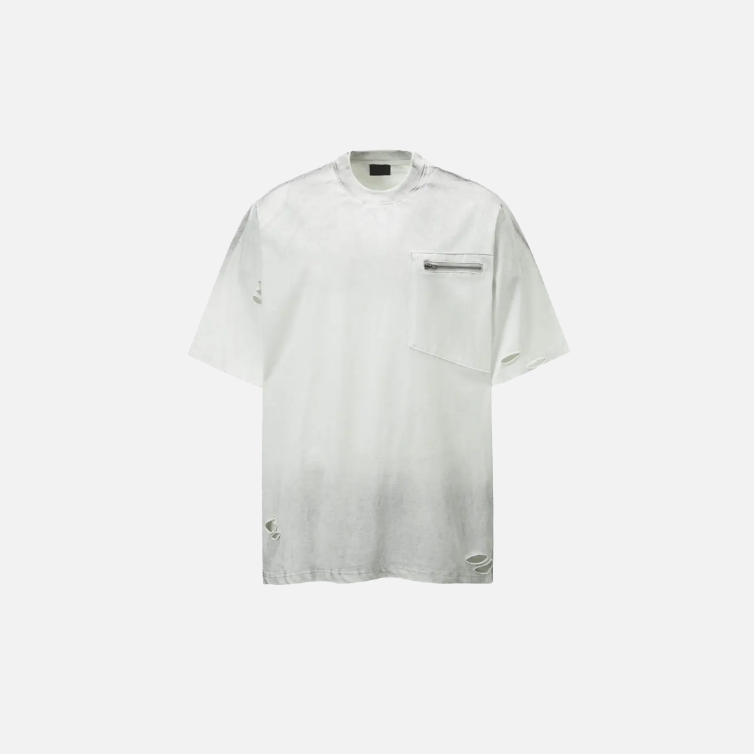 Lässiges, lässiges T-Shirt im Used-Look mit Batikmuster und Rissen