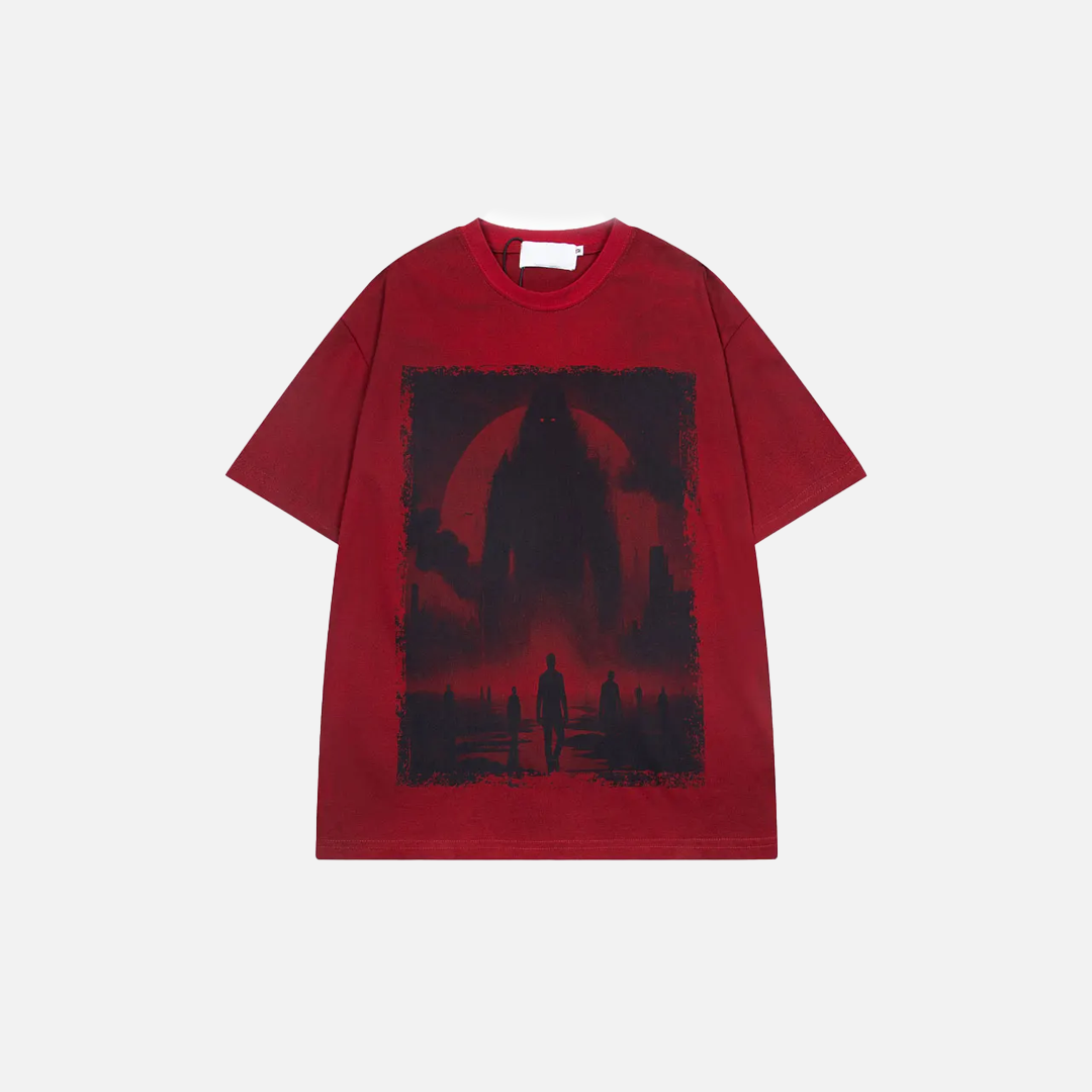 Plush Shadow Graphic Printed Punk Gothic T-Shirt