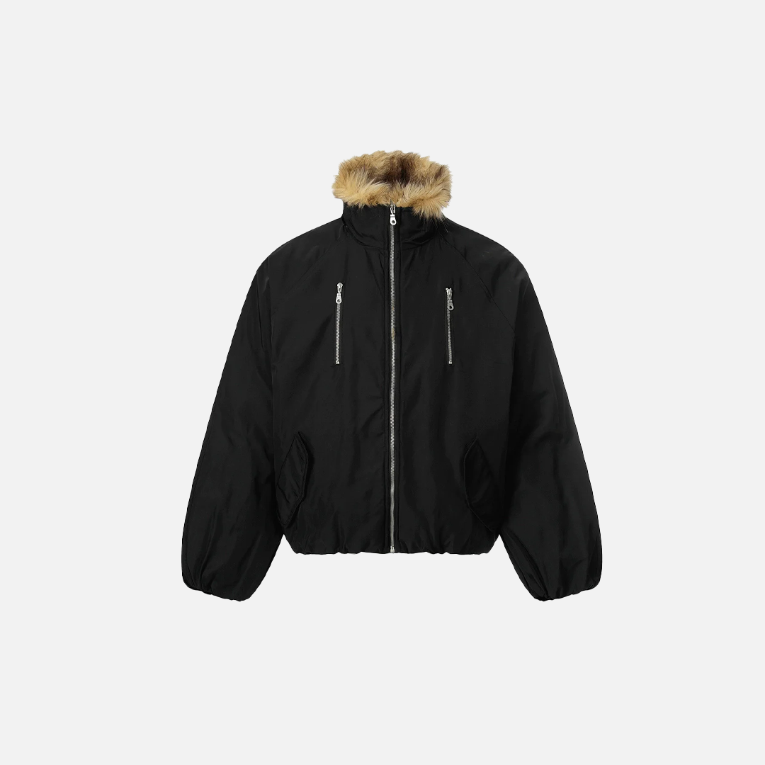 Streetwear Dicke Vintage Pelzjacke aus Breitstoff