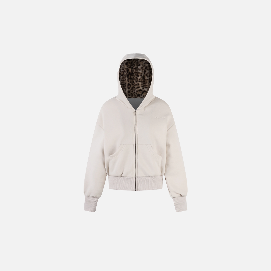 Veste polaire matelassée à capuche à imprimé léopard
