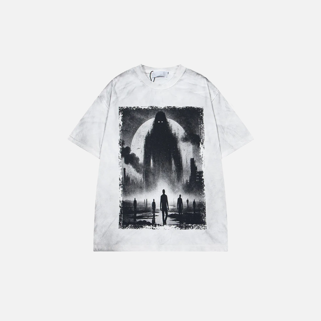 Plush Shadow Graphic Printed Punk Gothic T-Shirt