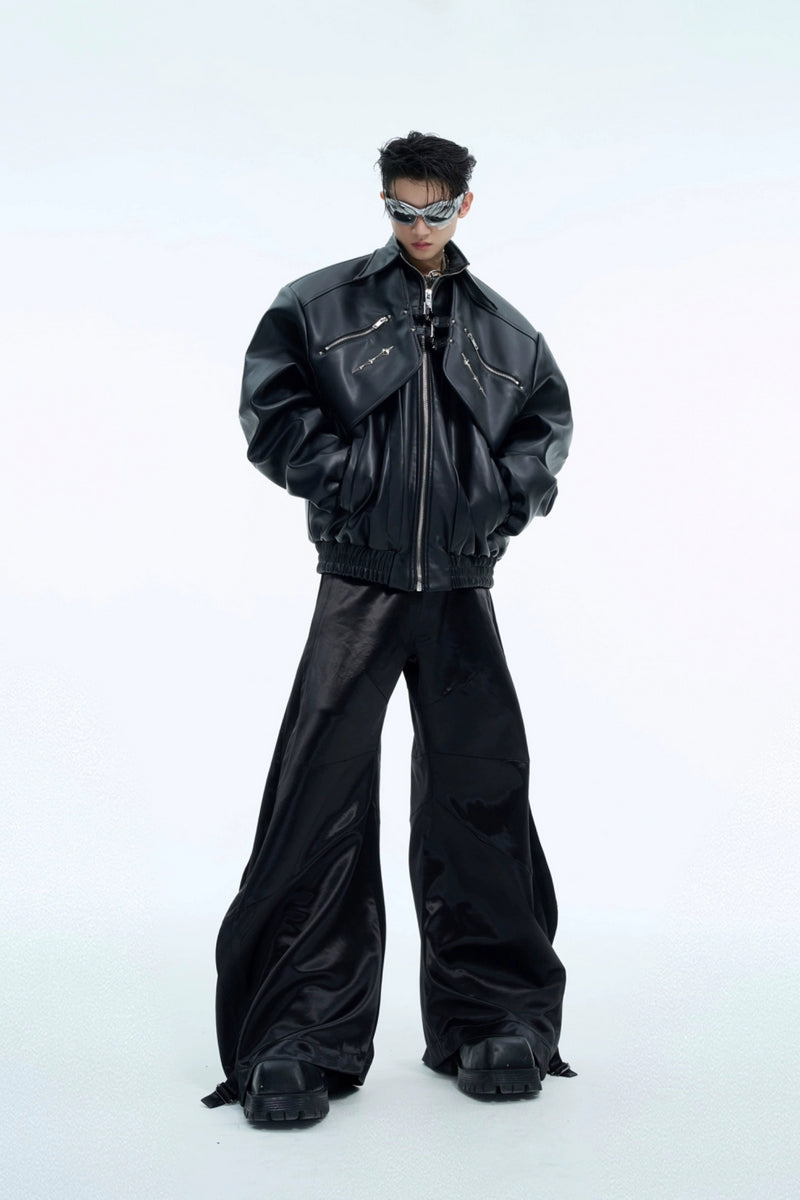 Doppellagige Bikerjacke mit Metallschnalle