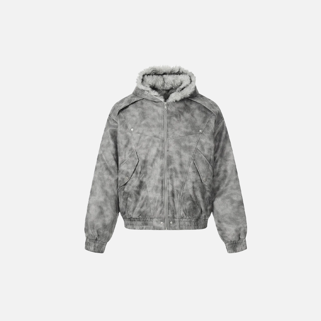 Strapazierfähige, dicke Parka-Jacke mit Pelzkragen und Kapuze