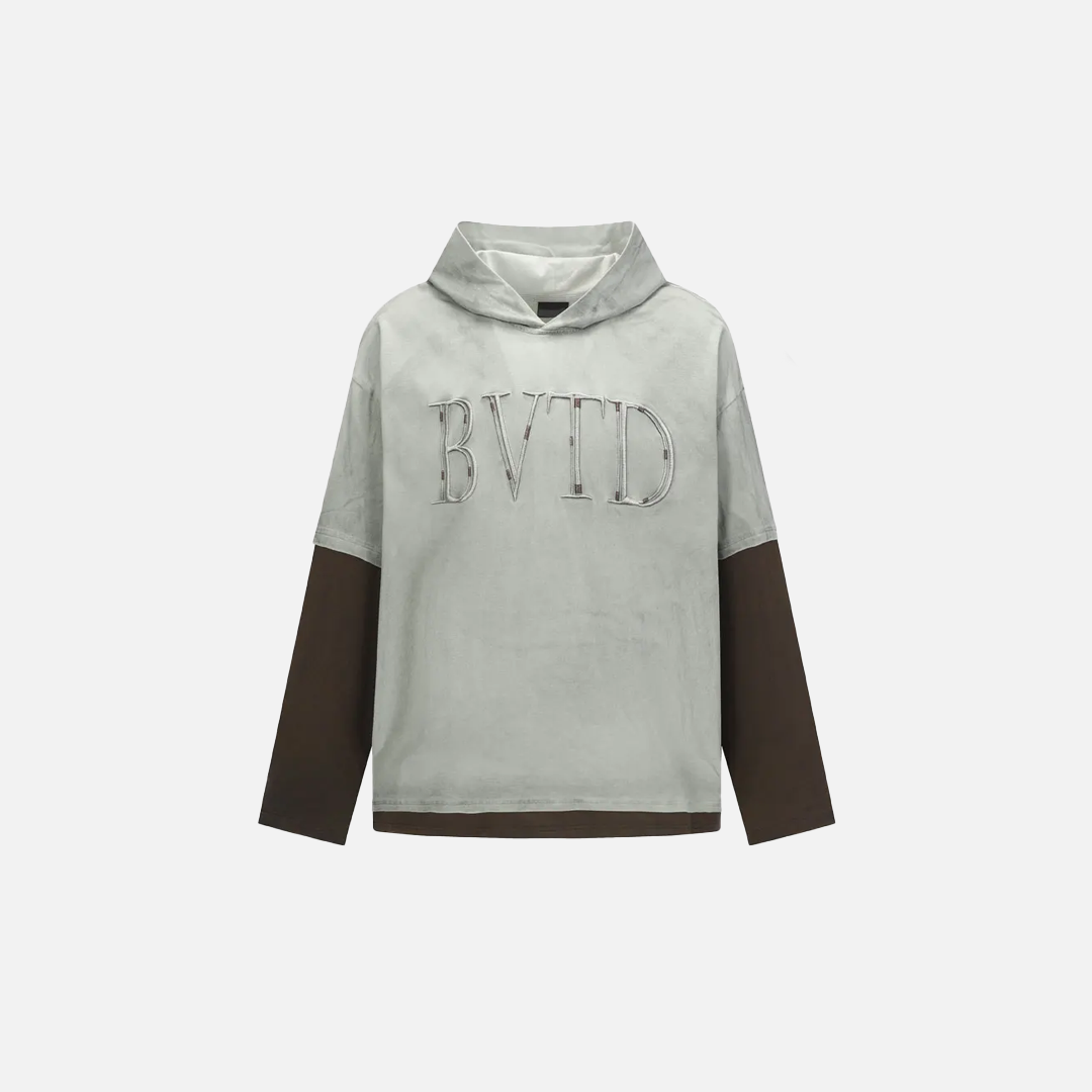 Sweat à capuche grunge brodé à double épaisseur