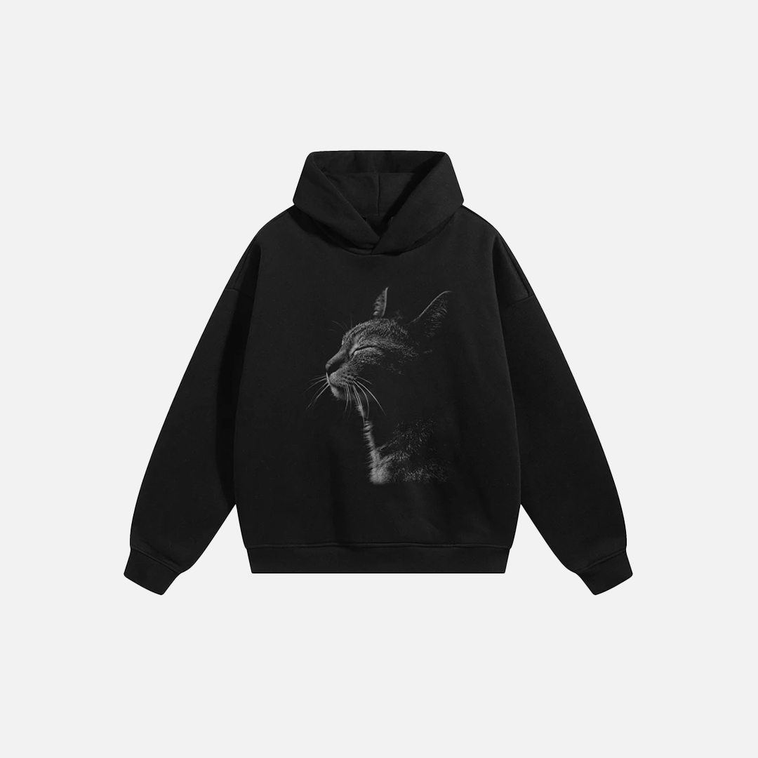 Hoodie mit Tiermeditations-Katzenmotiv