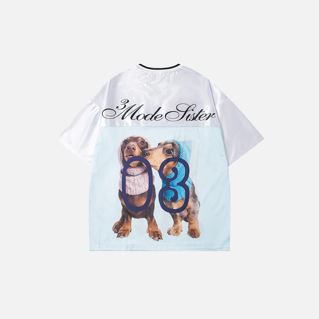 Streetwear Graphic Print Dogs Splicing Jersey T-Shirt