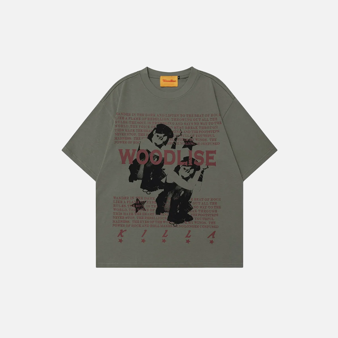 Y2K Vintage Portrait Print Loose Crew T-Shirt