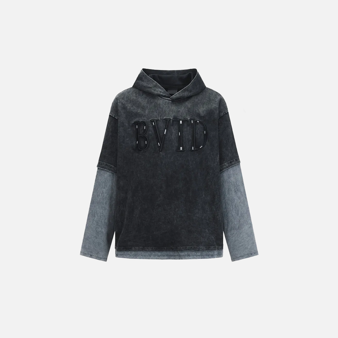 Sweat à capuche grunge brodé à double épaisseur