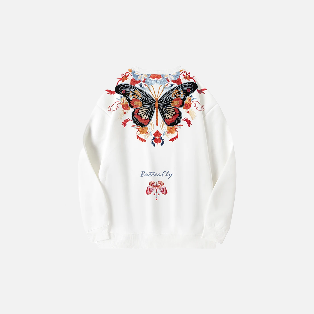 Butterfly Embroidery Vintage Hip Hop T-Shirt