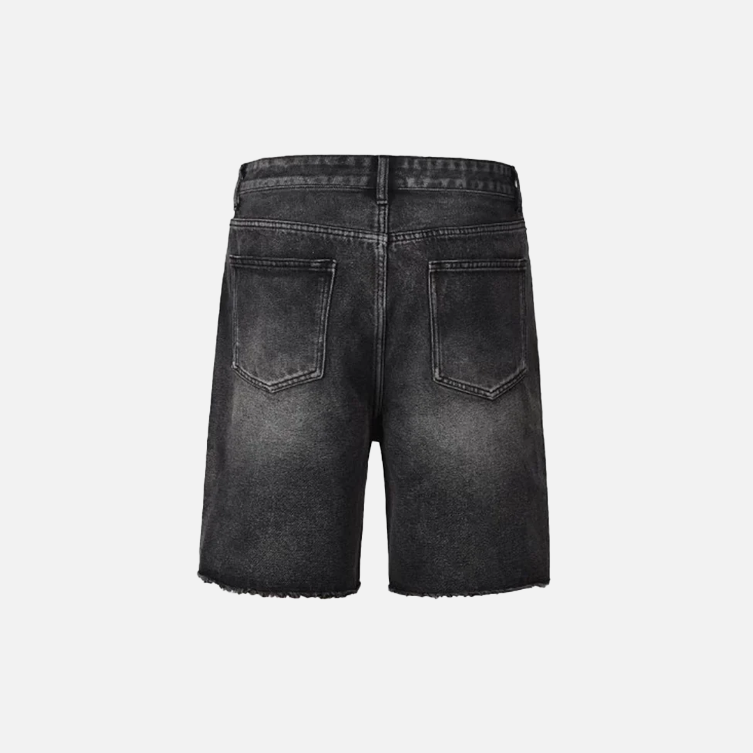 Gemütliche Streetwear-Shorts aus zerrissenem schwarzem Denim