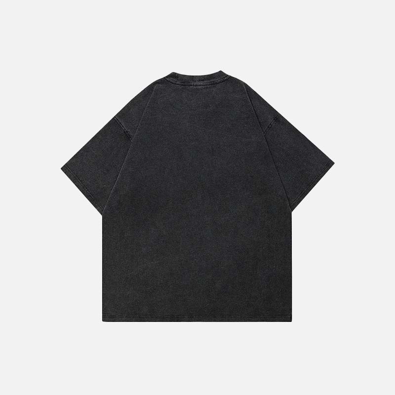 Vintage-T-Shirt mit verwaschenem, ästhetischem Grafikmuster in Schwarz