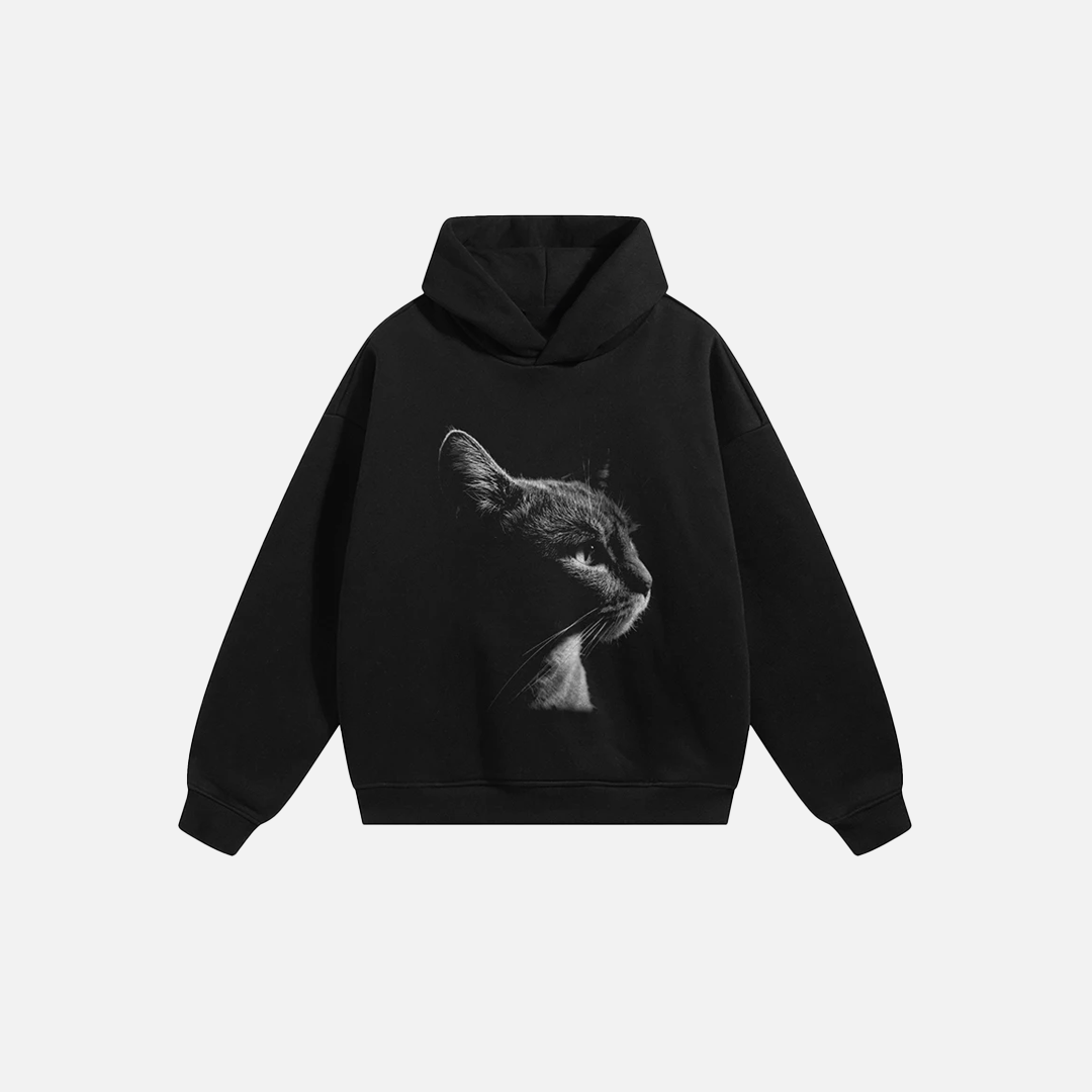 Hoodie mit großem Katzenprint