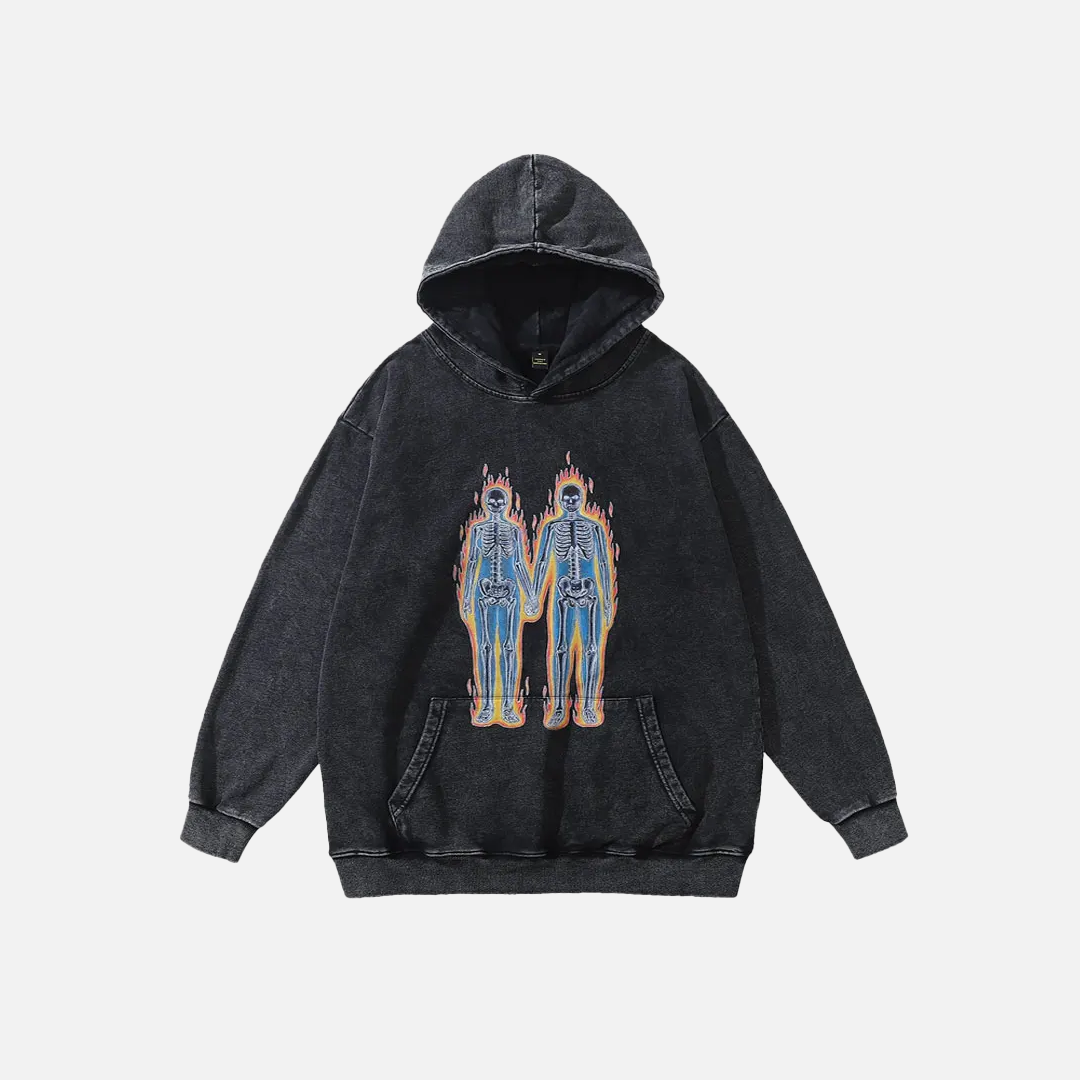 Sweat à capuche oversize grunge à imprimé tête de mort