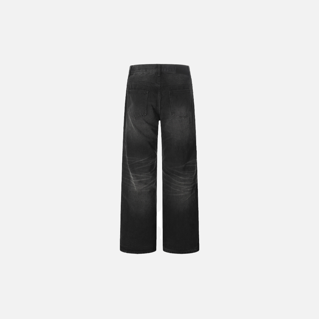 Schwarze Jeans im Used-Look mit lockerer Passform