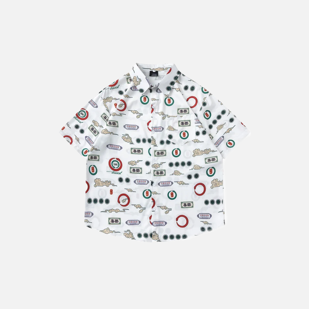 Retro-Strandhemd mit charakteristischem Grafikprint