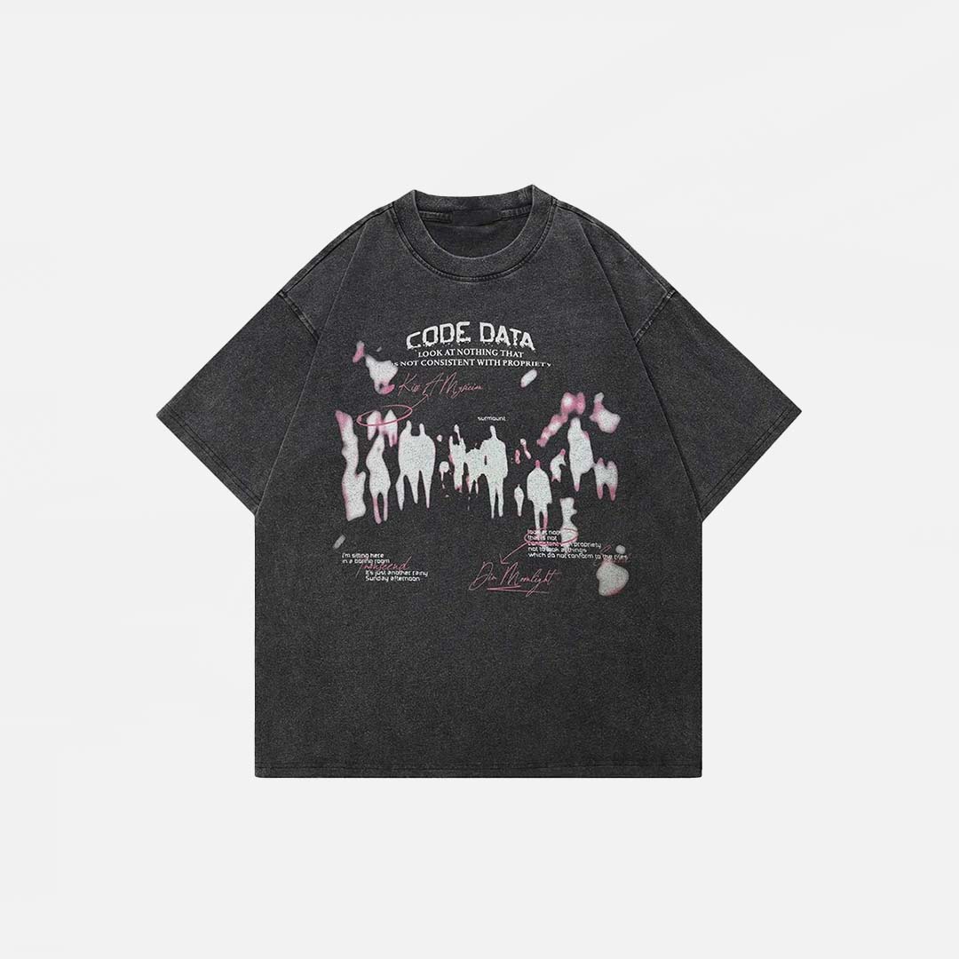 T-shirt graphique noir délavé oversize
